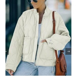 Lucky Brand Quilted Jacket White Size Medium